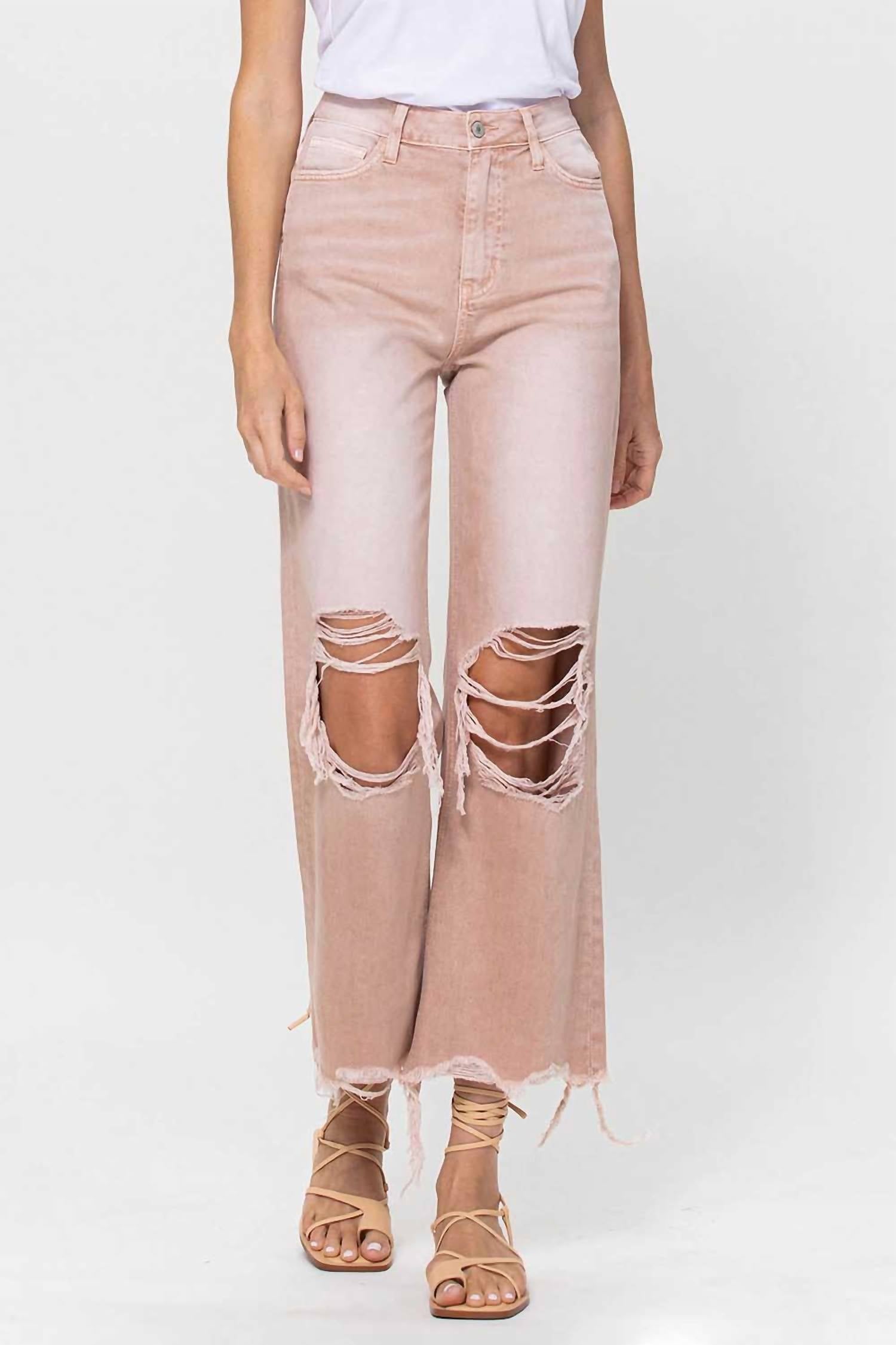 Vervet By Flying Monkey - 90's Vintage Super High Rise Crop Deconstructed Flare Jeans