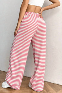 Ninexis - Summer Striped Wide Leg Drawstring Pants