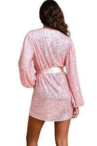 Mable - Samantha Sequined Long Sleeve Wrap Dress