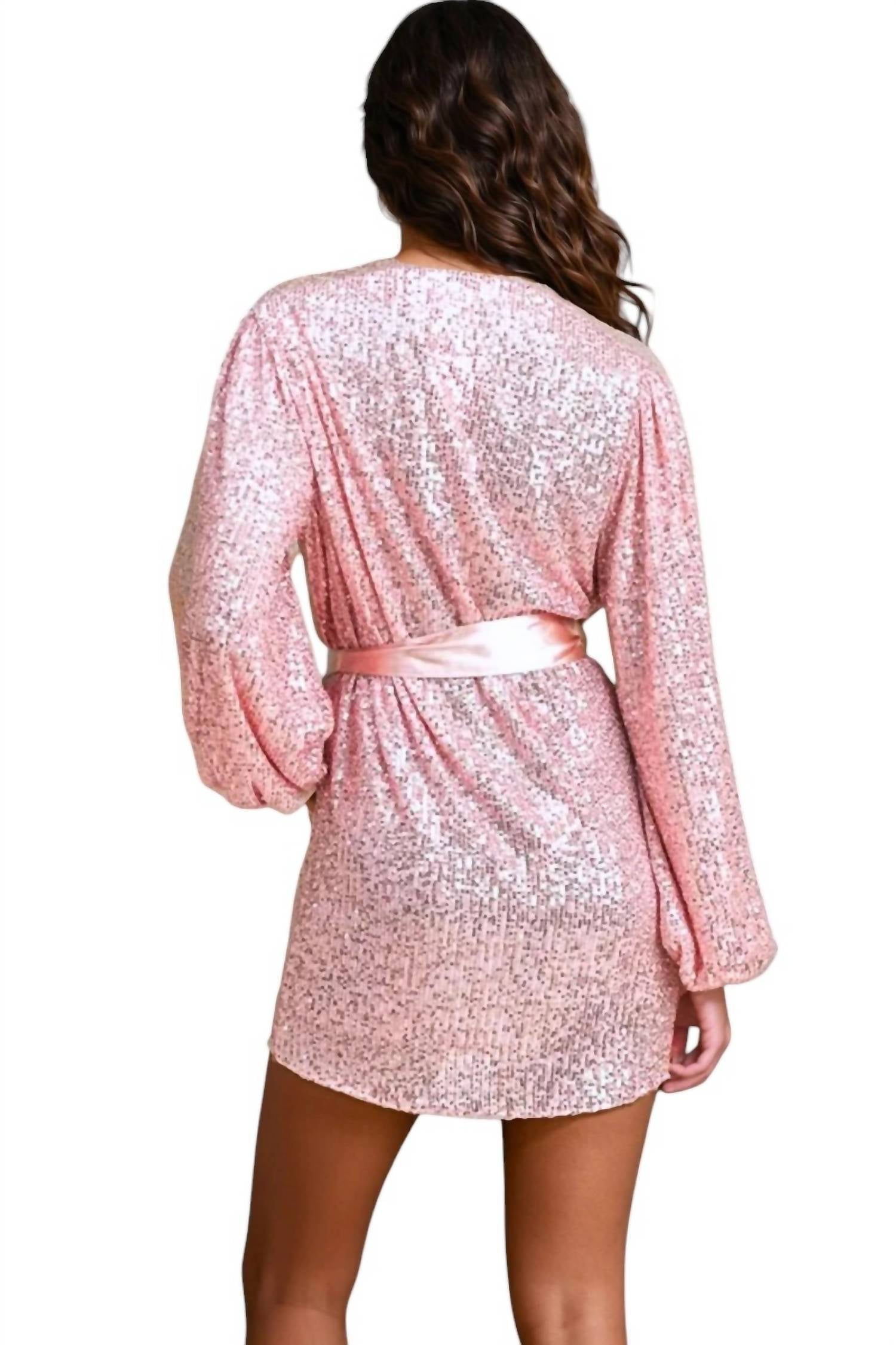 Mable - Samantha Sequined Long Sleeve Wrap Dress