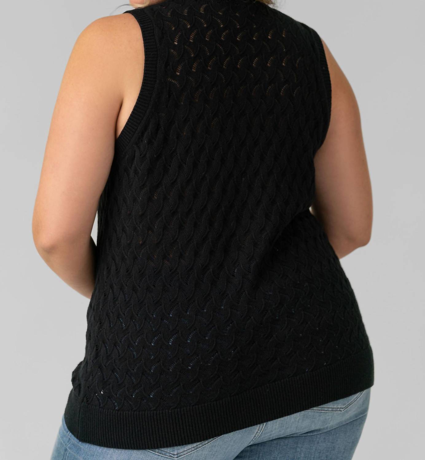 Minnie Rose - Cotton Cashmere Pointelle Tank Top - Plus