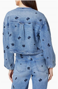 Habitual - Collarless Embroidery Denim Jacket