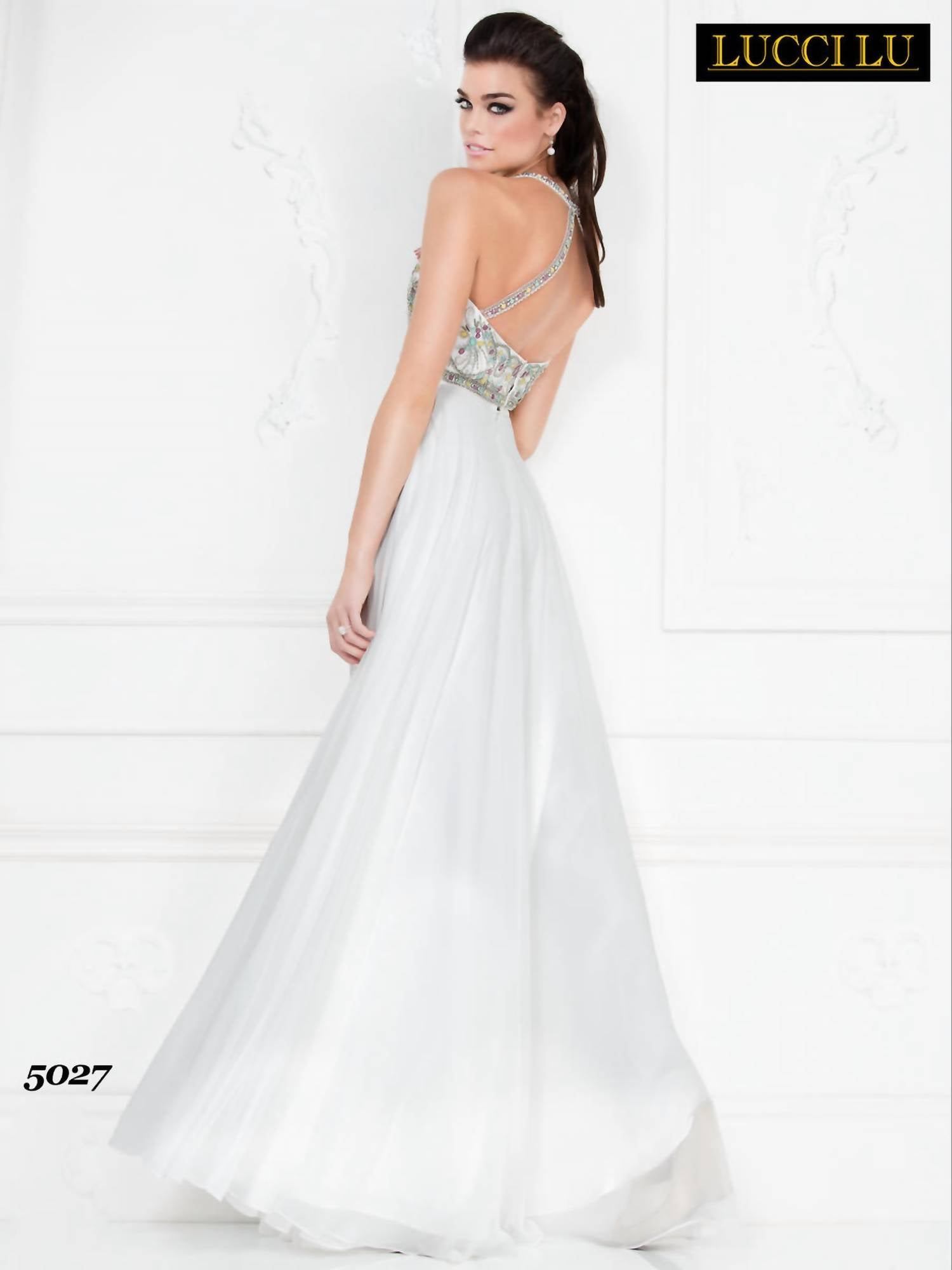 Lucci Lu - 2 Piece Long Chiffon Rhinestone Dress