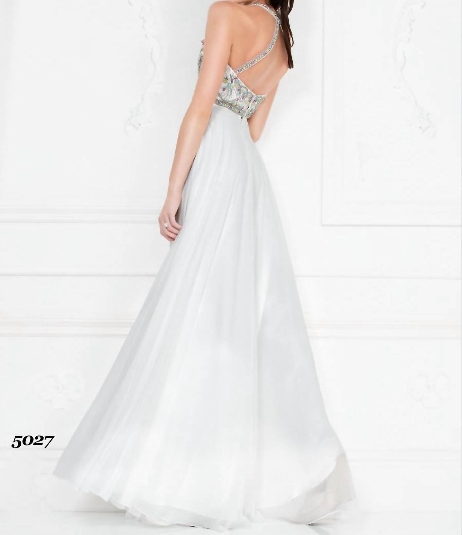 Lucci Lu - 2 Piece Long Chiffon Rhinestone Dress