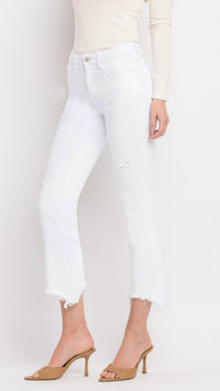 Vervet By Flying Monkey - Mid Rise Distressed Hem Ankle Bootcut Jeans