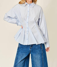 Aaron & Amber - Striped Button Down Shirt