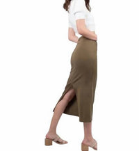 Free People Highlands Tube Midi Skirt in army - women's skirt - detail view