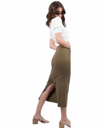 Free People Highlands Tube Midi Skirt in army - women's skirt - alternate view