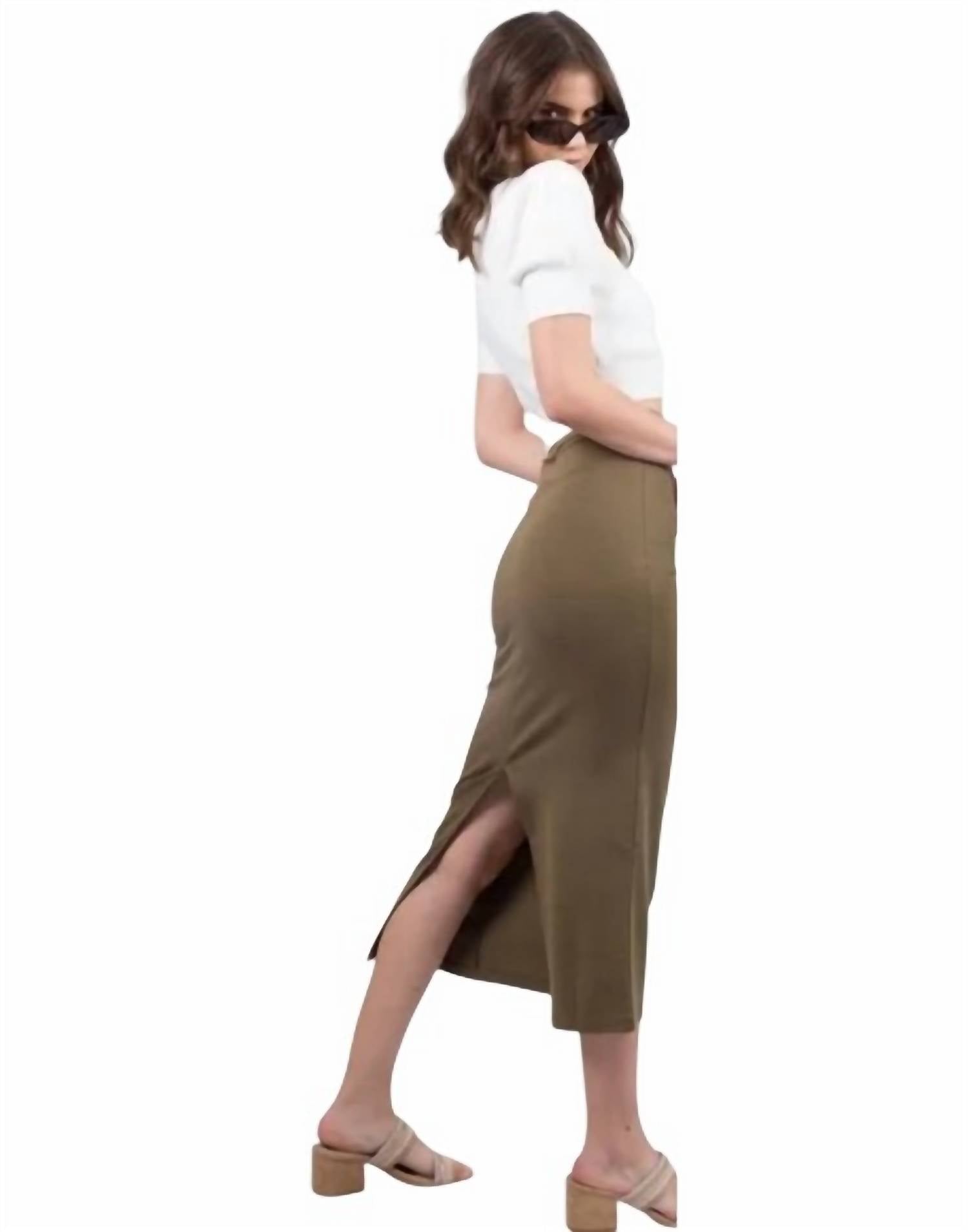 Free People Highlands Tube Midi Skirt in army - women's skirt - alternate view