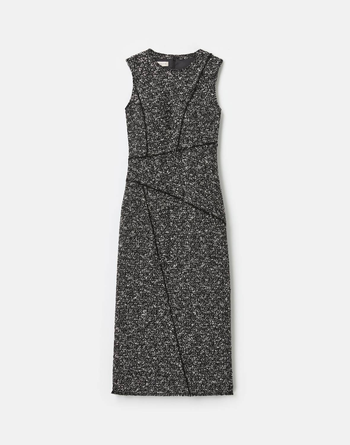Lafayette 148 Bouclé Tweed Sheath Dress With Fringed Seam in black multi - women's dress - view 4