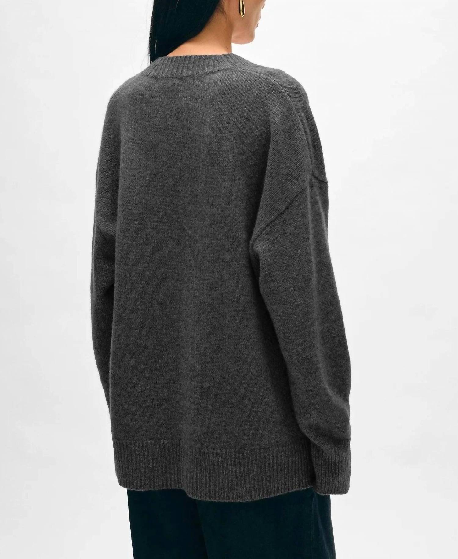 White + Warren Cashmere Luxe Pocket Cardigan in graphite - women's cardigan - detail view