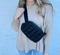 Kaydee Lynn - Women's Quilted Belt Sling Crossbody Bag