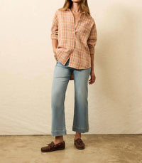 Faherty Dune Cotton Gauze Relaxed Shirt in tinted rose water plaid - women's shirt