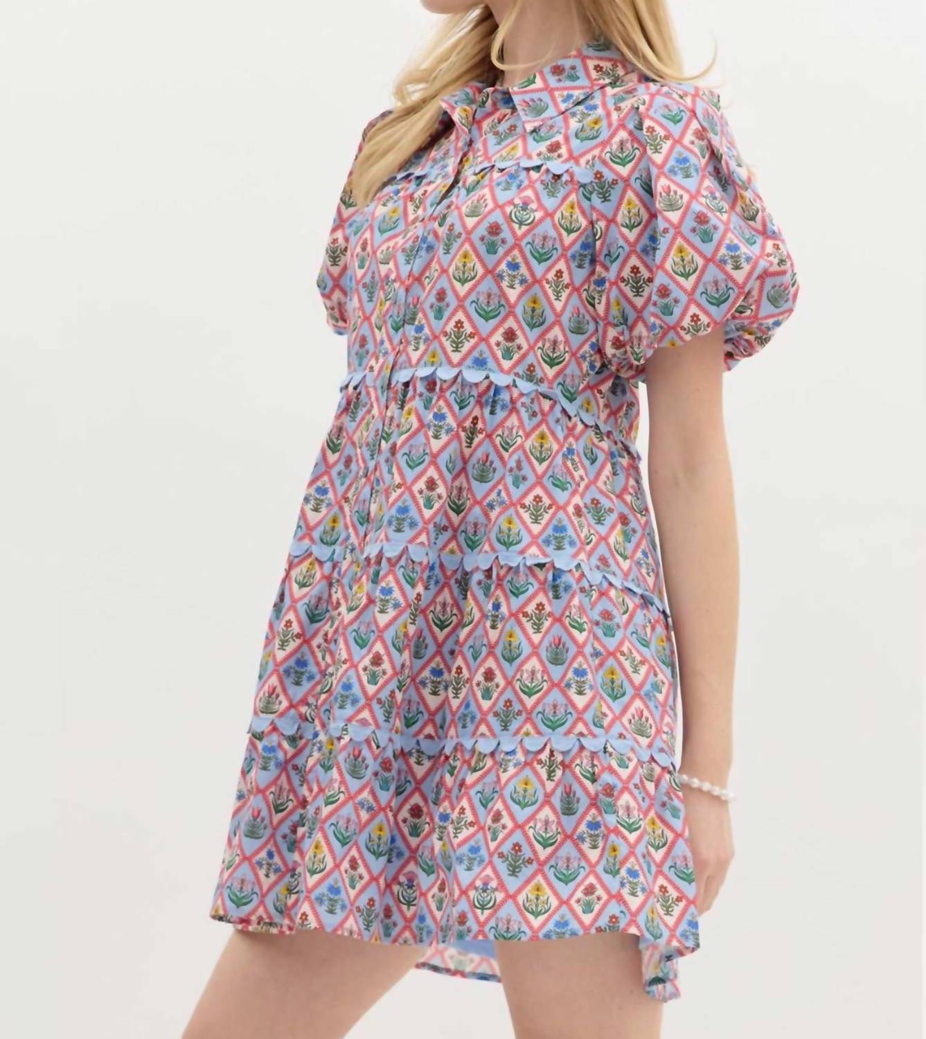 Entro - Floral Pattern Tiered Mini Dress