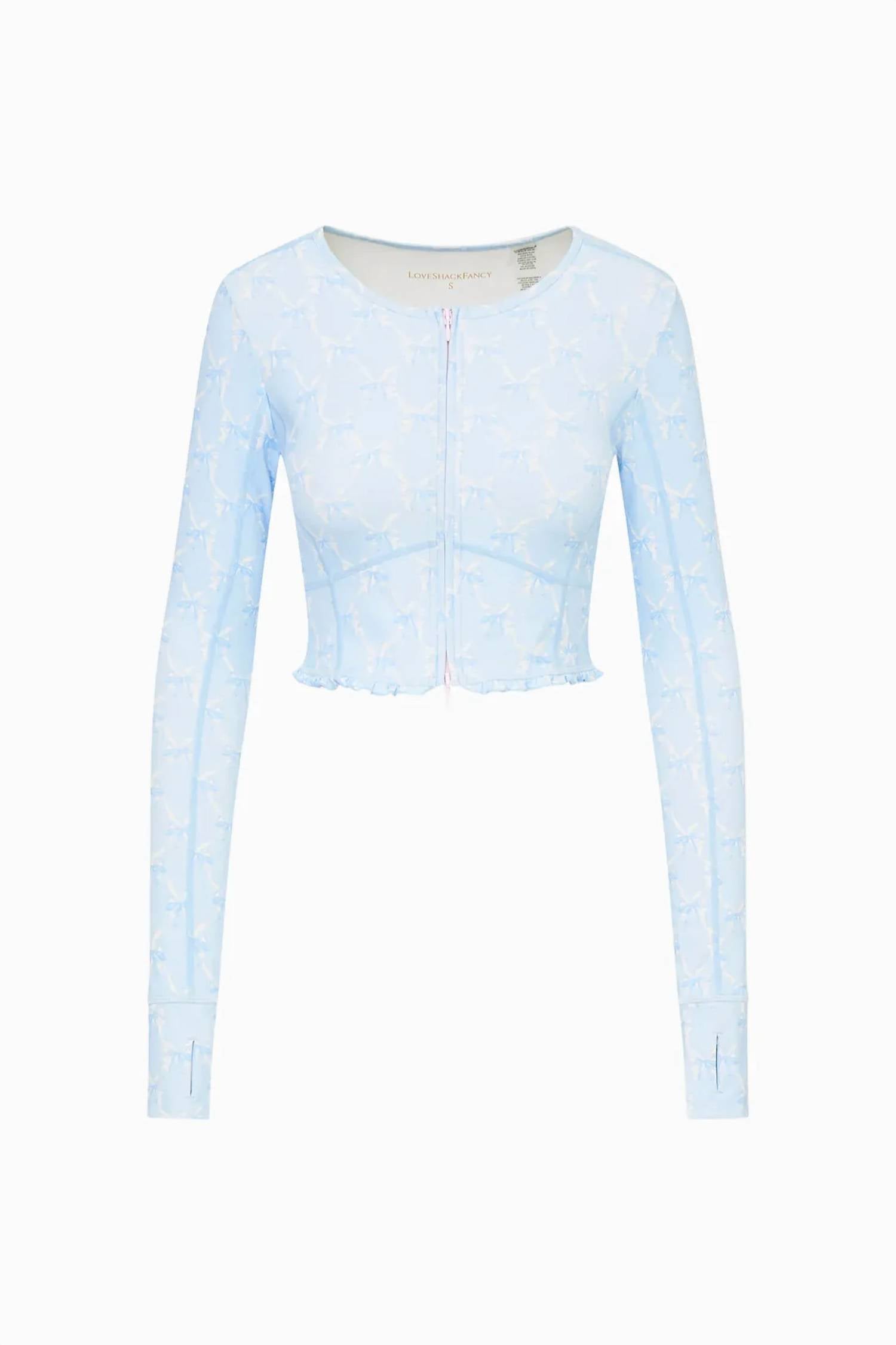 Loveshackfancy - Laudie Bow Print Active Zip Up Top