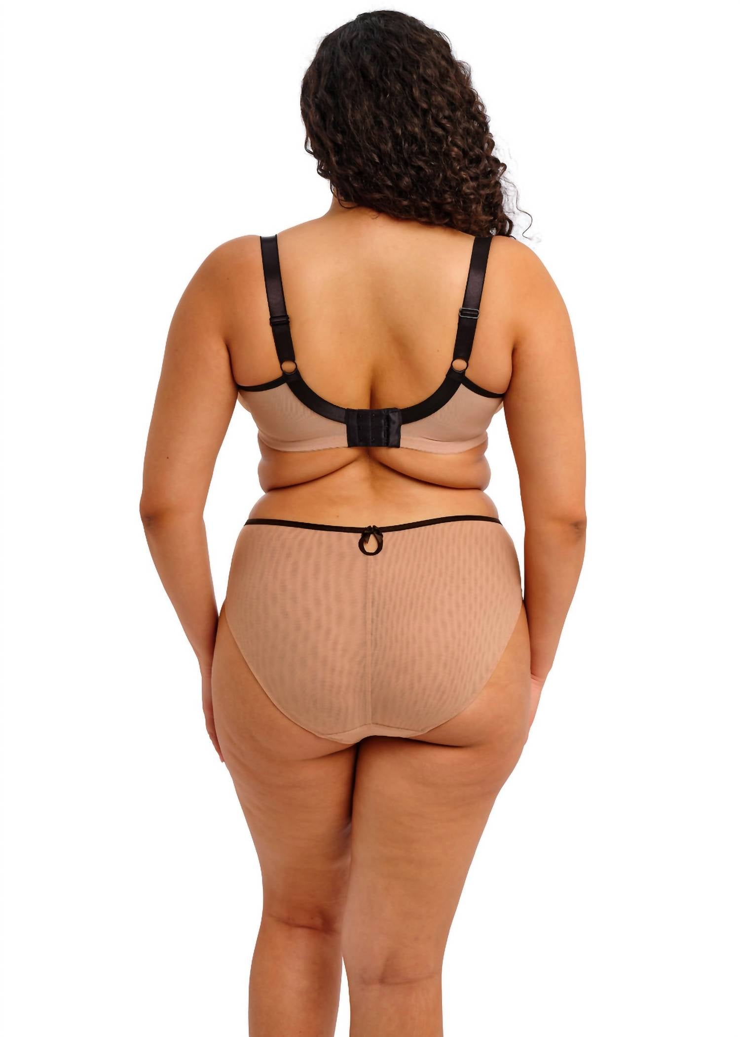 Elomi Teagan Underwired Plunge Bra in cafe au lait - women's intimate - detail view