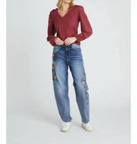 Driftwood - Parker X Varsity Vines Embroidered High-rise Barrel Jeans