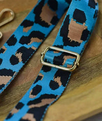 Lauren Lane - Women's Leopard Print Woven Guitar Crossbody Bag Strap