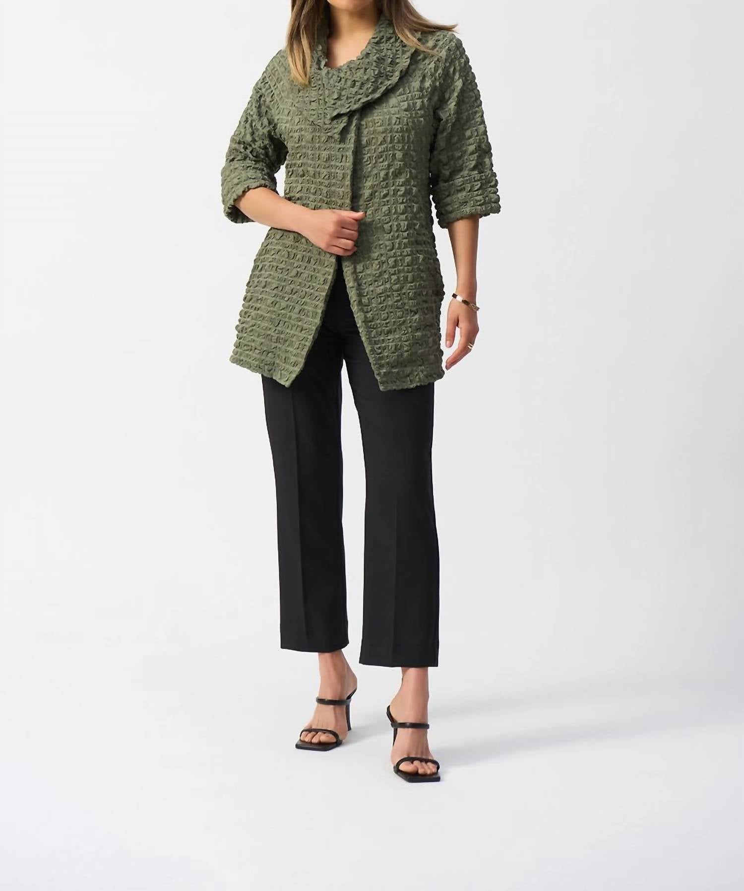 Joseph Ribkoff - Bubble Jacquard Trapeze Coat