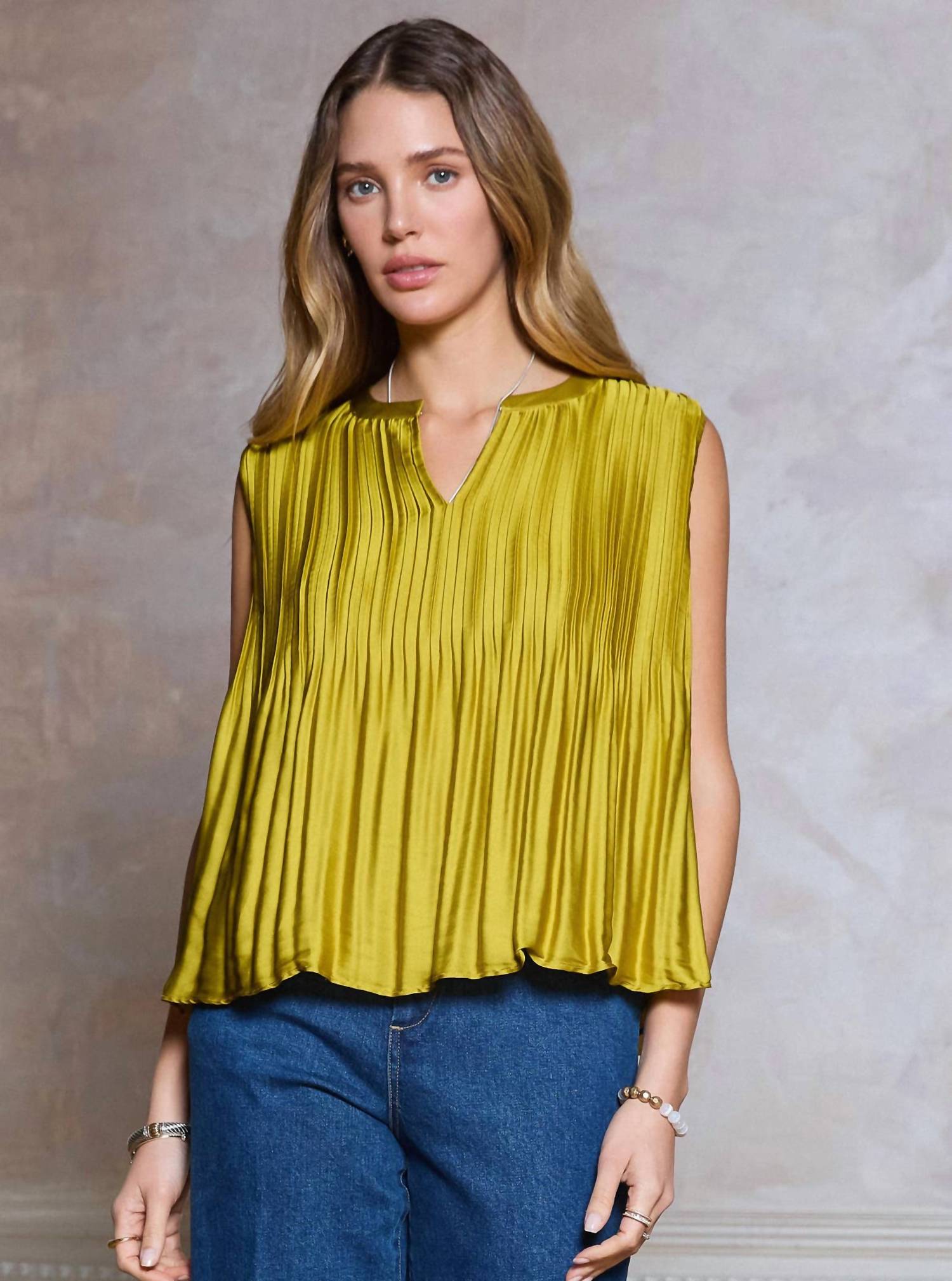 Current Air - Pleated Sleeveless Cropped Top