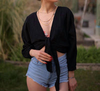 Moa - Crinkle Cotton Wrap Top