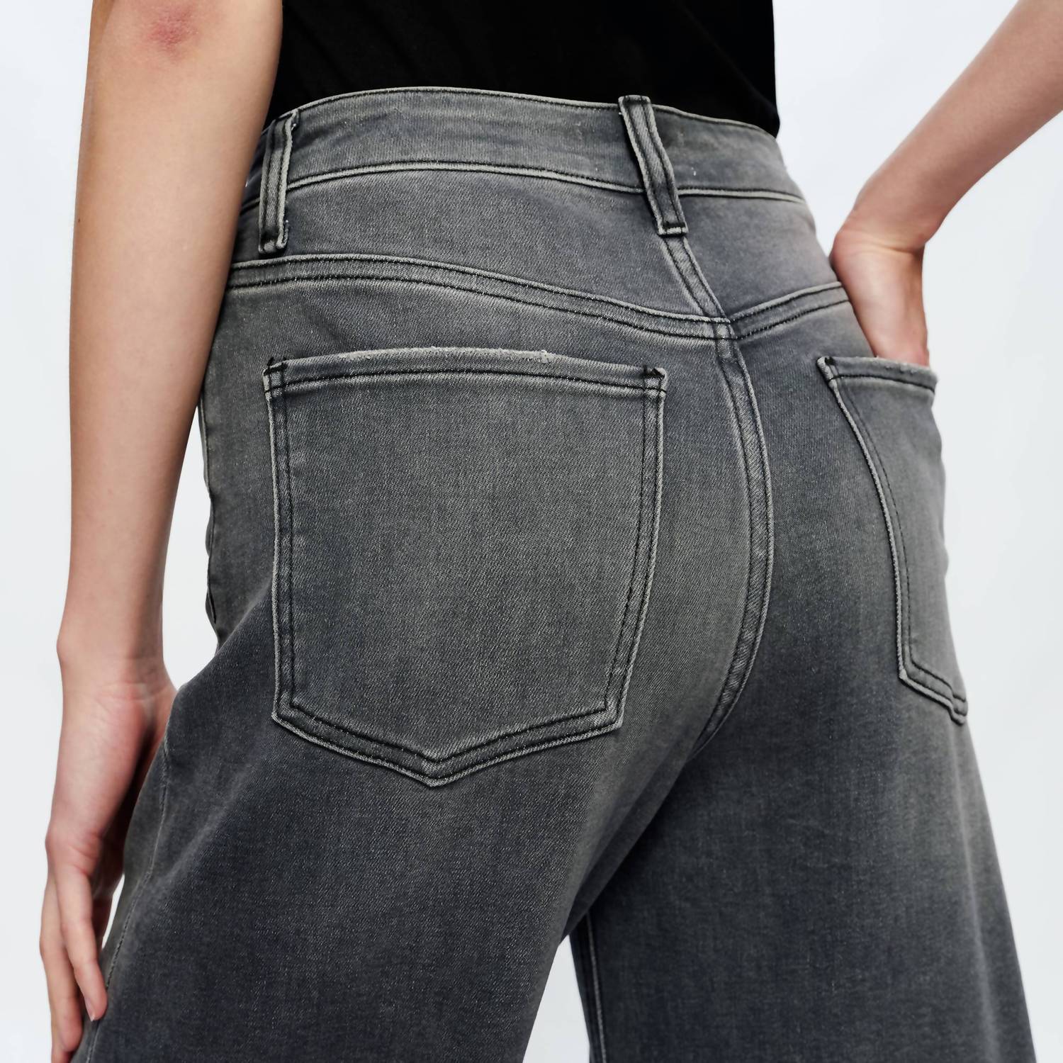 Bayeas Judy High Rise Wide Leg Denim Jeans in charcoal - women's jeans - view 5