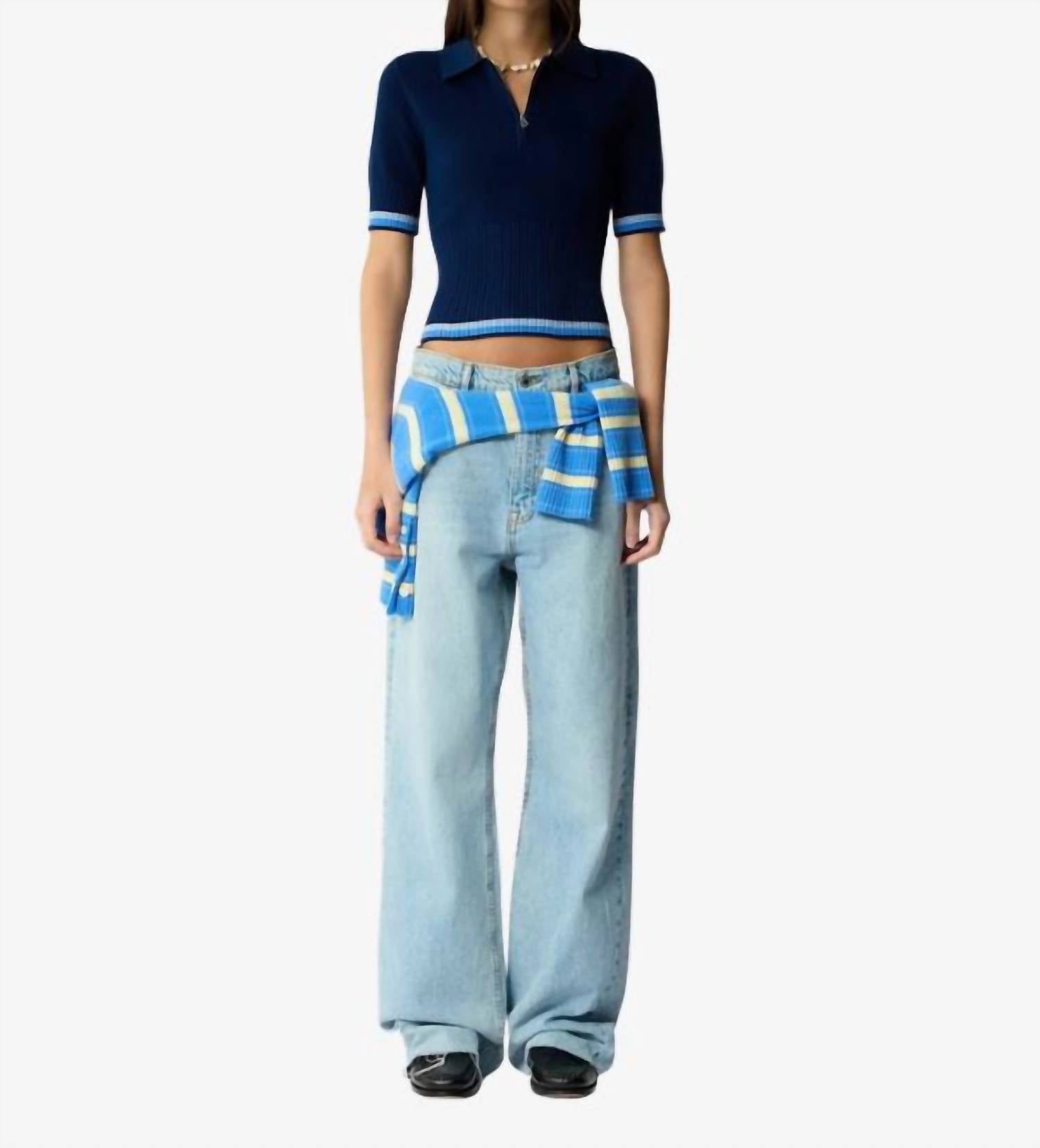 Guest In Residence Marcella Polo Top in residence marcella polo top in navy - women's shirt - view 4