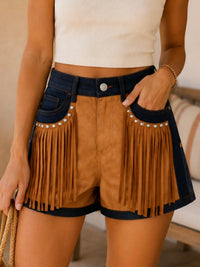 Saints & Hearts - Fringe And Stud Detail Shorts