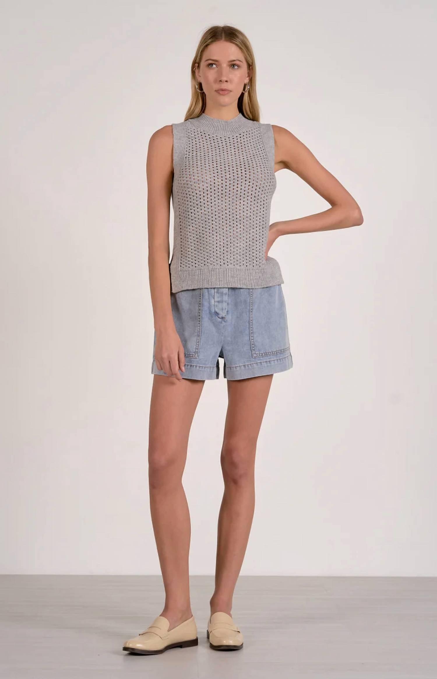 Elan - Open Knit Sleeveless Top