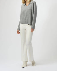 Joseph Ribkoff Pearl Collar Cashmere Sweater Top in light grey - women's sweater - view 4