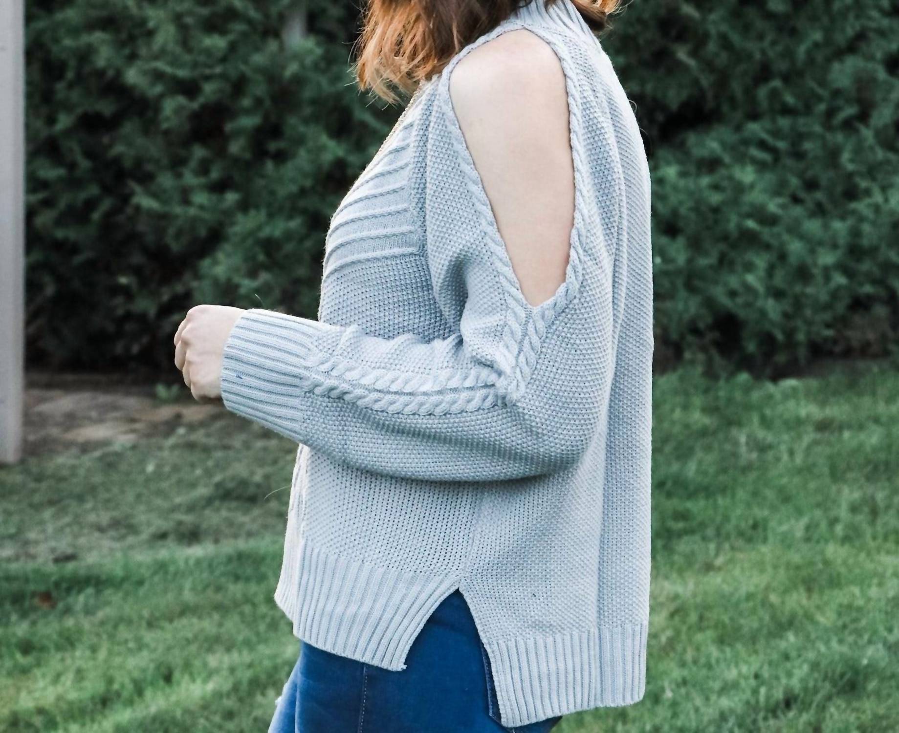 Mountain Valley - Cold Shoulder Knit Sweater