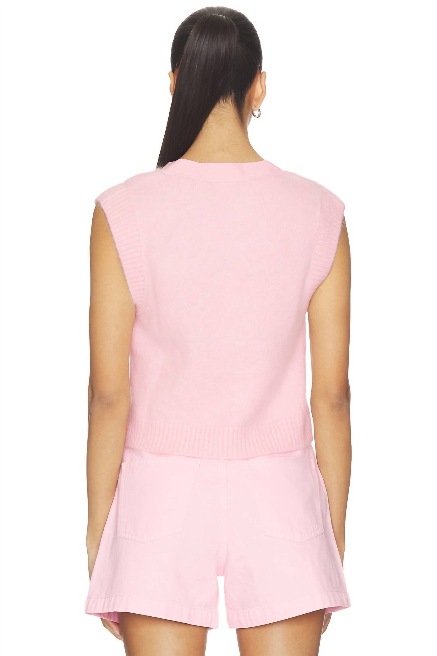 PISTOLA Maxine Sweater Vest in blush - women's blouse - detail view