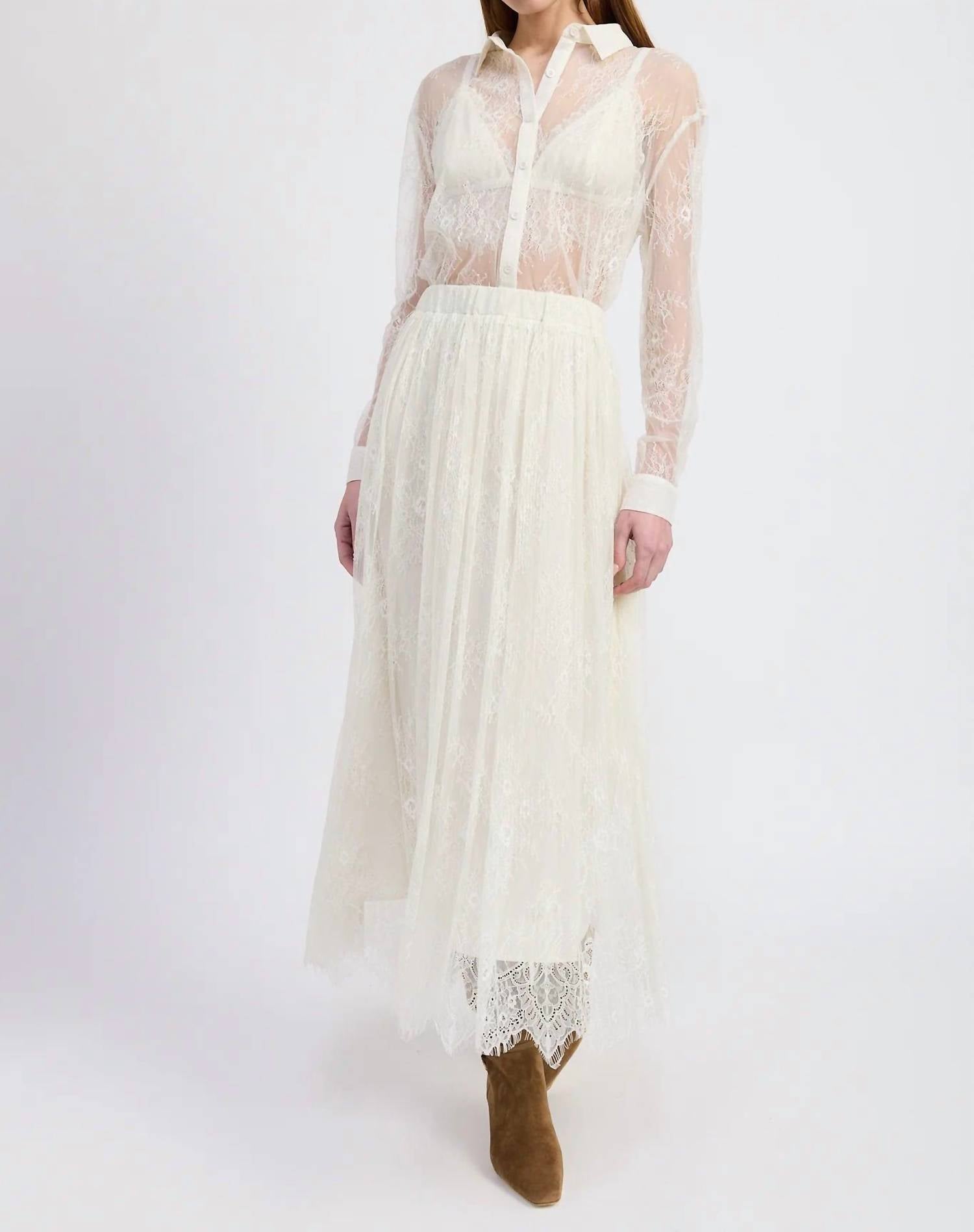 En Saison Alannah Midi Skirt in ivory - women's skirt
