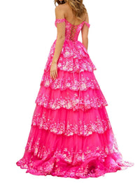Sherri Hill - Ruffle Tulle Lace Sequin Prom Dress