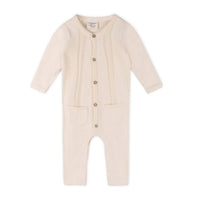 VIVERANO Organics Baby's Pointelle Sweater Knit Pocket Jumpsuit in natural - kids' item