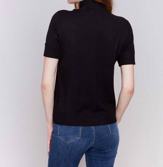 Charlie B - Mock Neck Short Sleeve Top