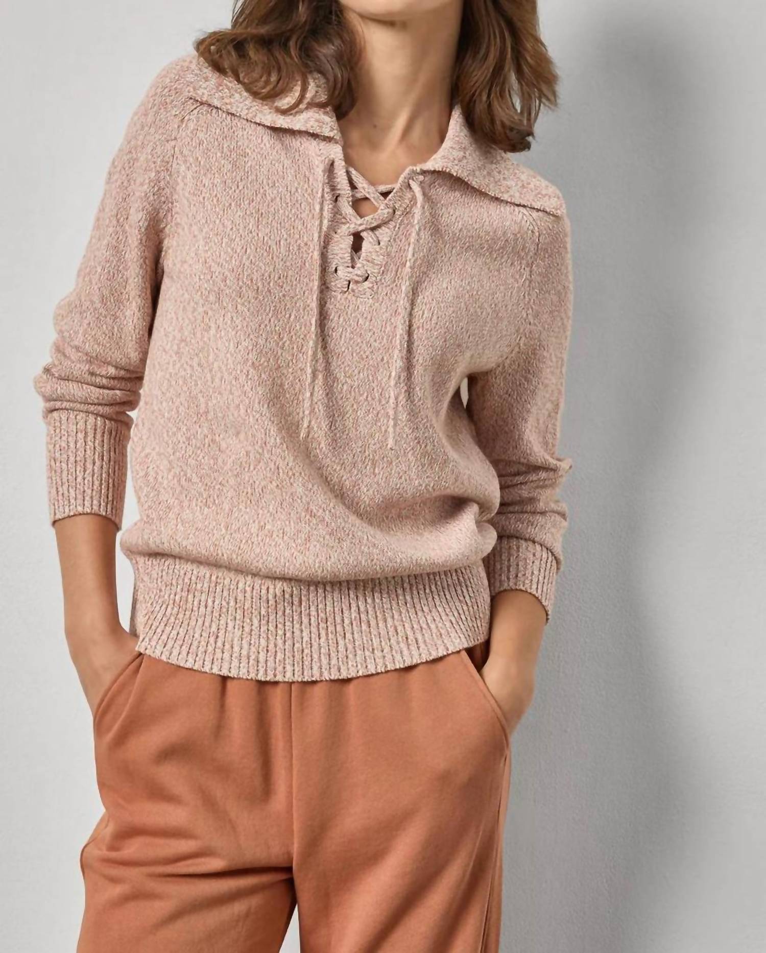 Lilla P - Lace Neck Polo Sweater