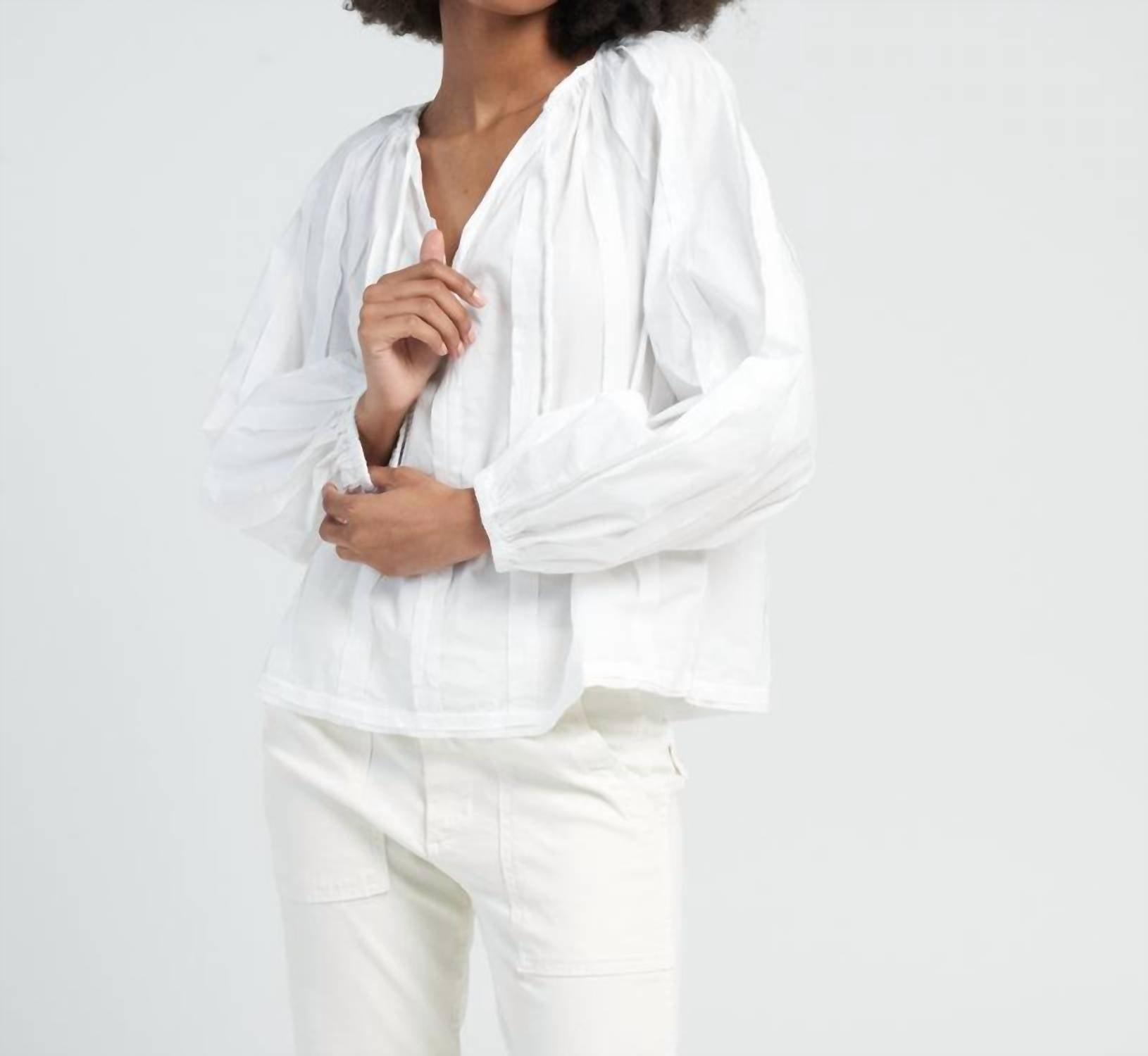 Ulla Johnson Juliette Blouse in pristine - women's blouse - detail view