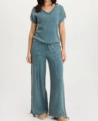 XCVI Lenka Gauze Cinched Wide Leg Pants in distress wash tideworn - women's pants - view 4