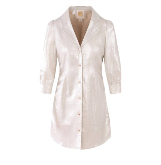 Emily Mccarthy - Metallic Linen Button Front Dress