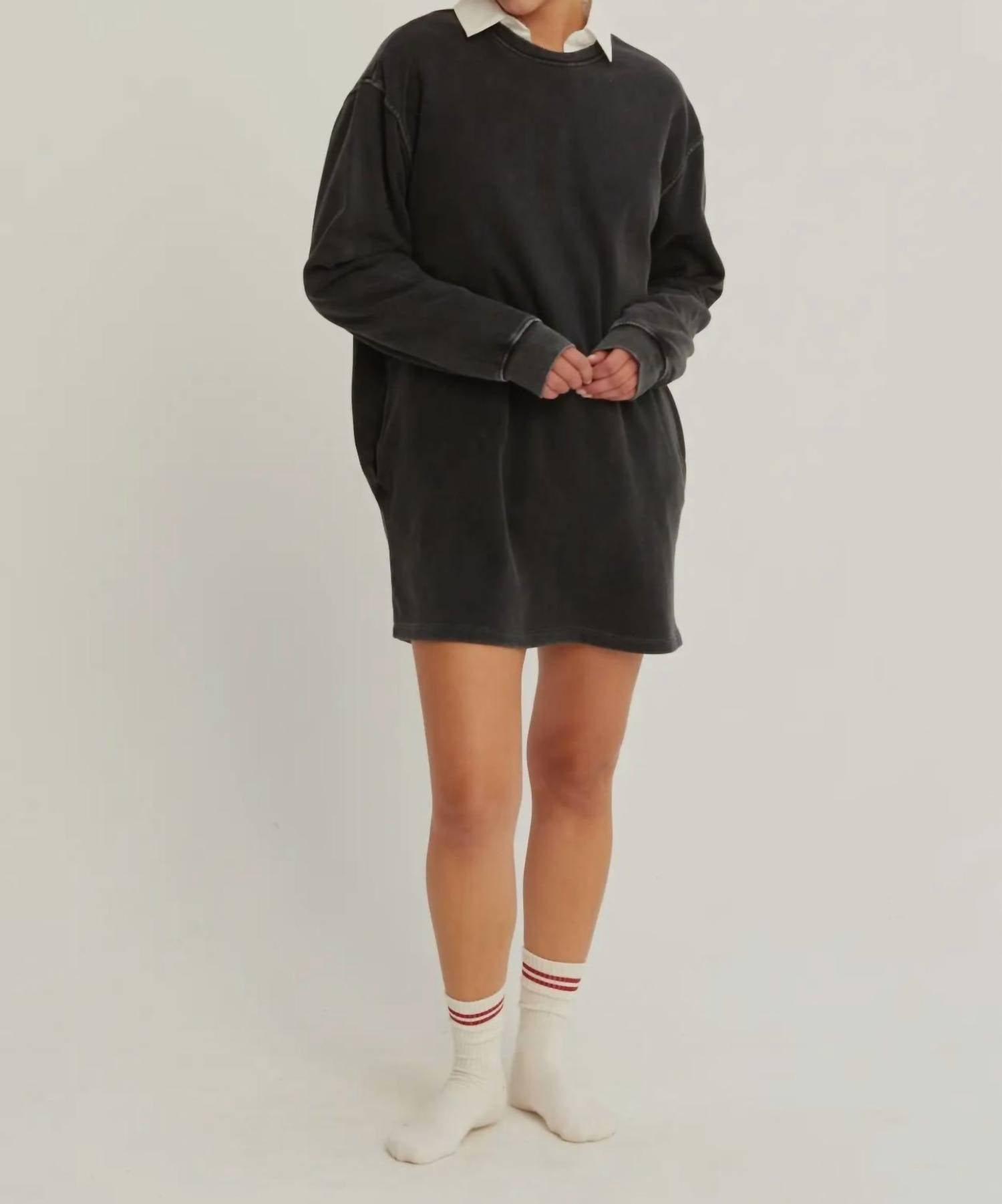 Double Zero Everyday Ease Sweatshirt Dress in black - women's dress