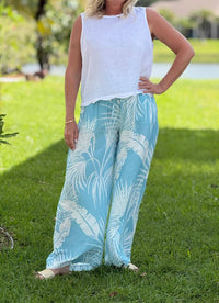 Charlie B - Linen Blend Scalloped Top