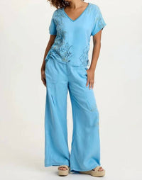 Xcvi - Embroidered Dacia Twill Pleated Wide Pants