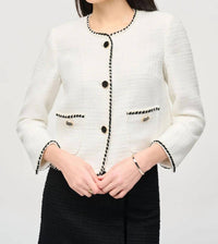 Joseph Ribkoff Bouclé Jacket With Contrast Trim in winter white black - women's jacket
