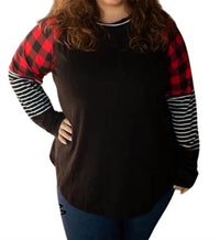 Shirley Stone - Plaid Stripe Raglan Top