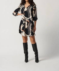 Joseph Ribkoff - Brushstroke Print Three Quarter Sleeve Mini Shift Dress