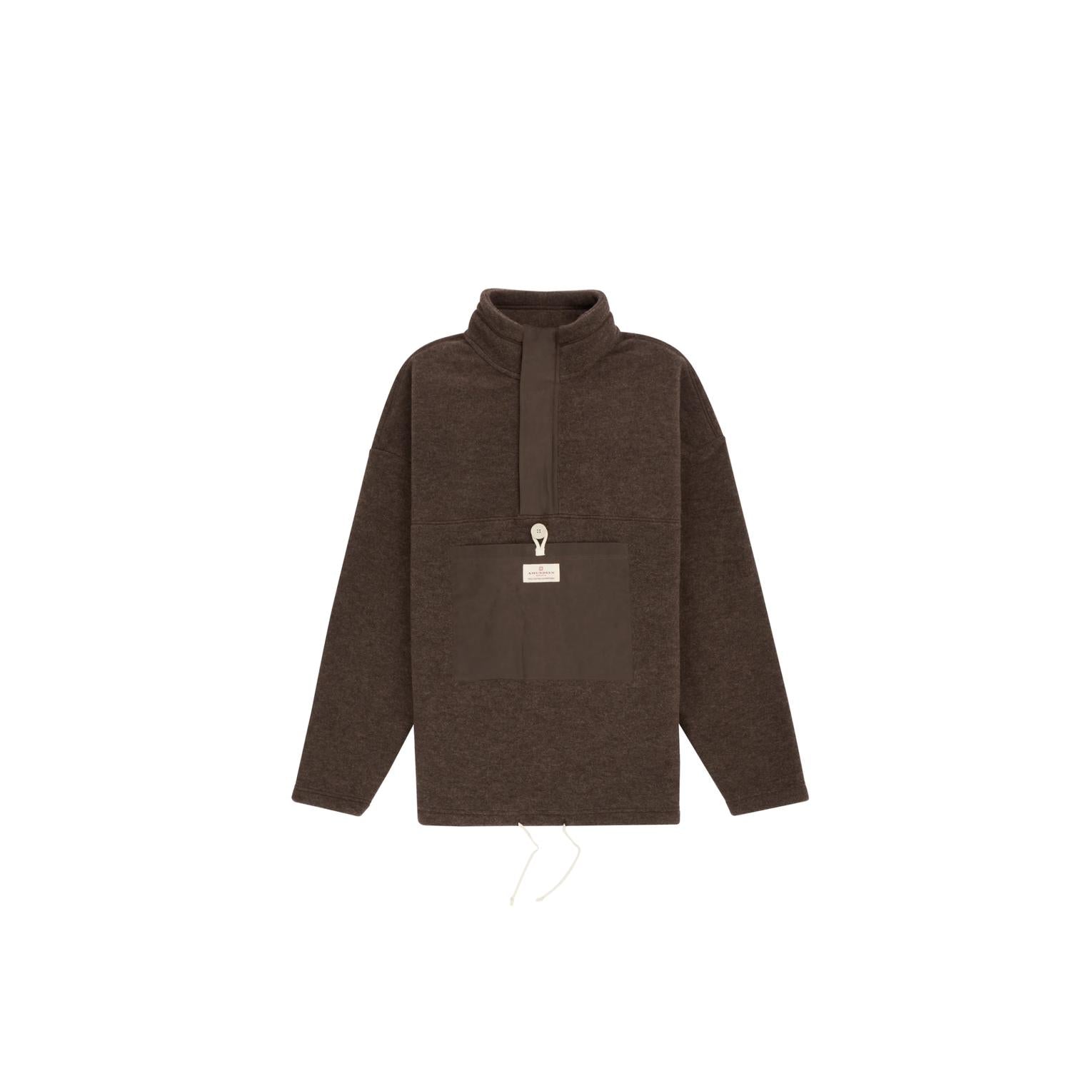 AMUNDSEN Men's V-bond Waxed Fleece Hoodie in cowboy - men's shirt