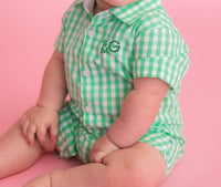 Rufflebutts - Baby Boys' Classic Short Sleeve Woven Button-up Romper