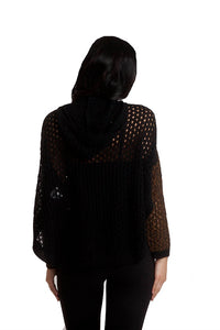 Crochet Button Hoodie Poncho