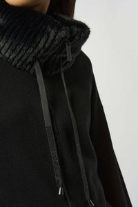 Joseph Ribkoff - Sweater Knit Coat With Fur Trim